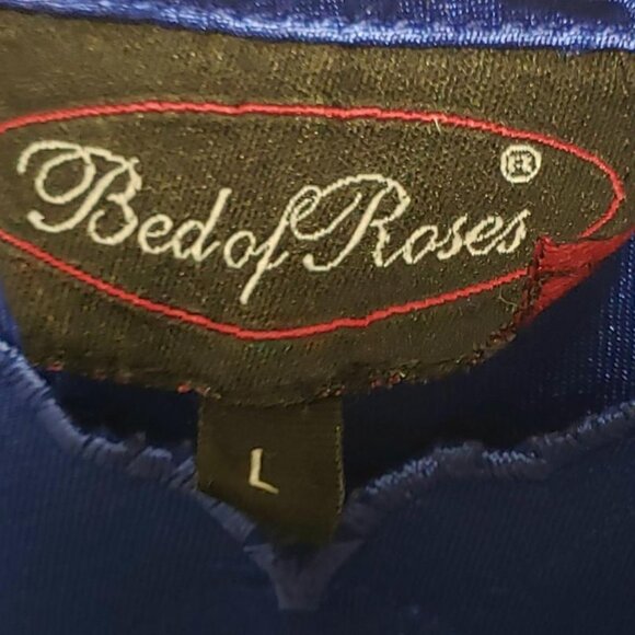 BED OF ROSES BLUE FLOWER PRINT DESIGN MID CAMISOLE TOP SIZE LARGE - Picture 3 of 4